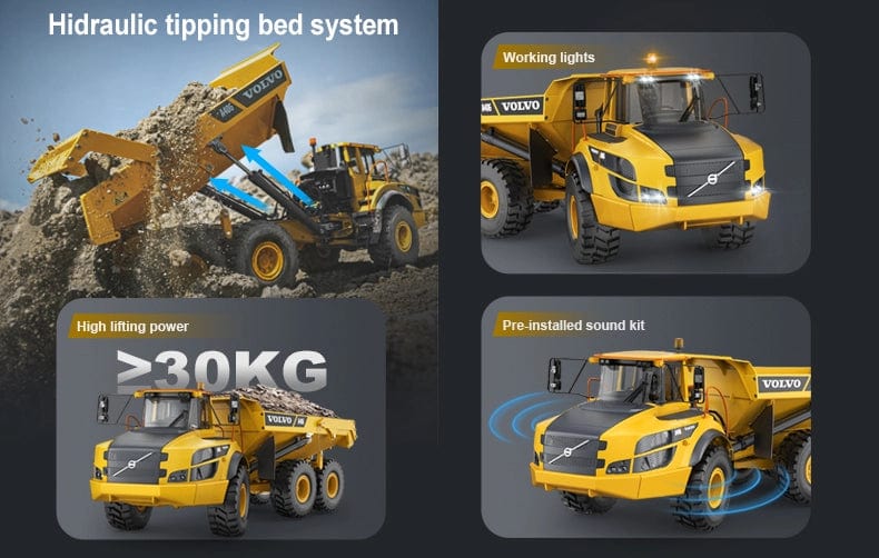 1/16 Volvo A40G RC Kaya Kamyonu - Hidrolikli
