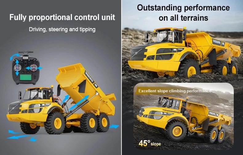 1/16 Volvo A40G RC Kaya Kamyonu - Hidrolikli