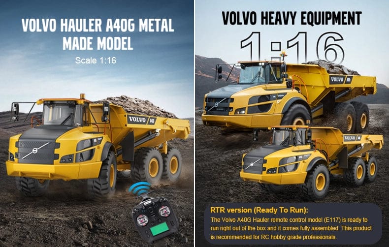 1/16 Volvo A40G RC Kaya Kamyonu - Hidrolikli