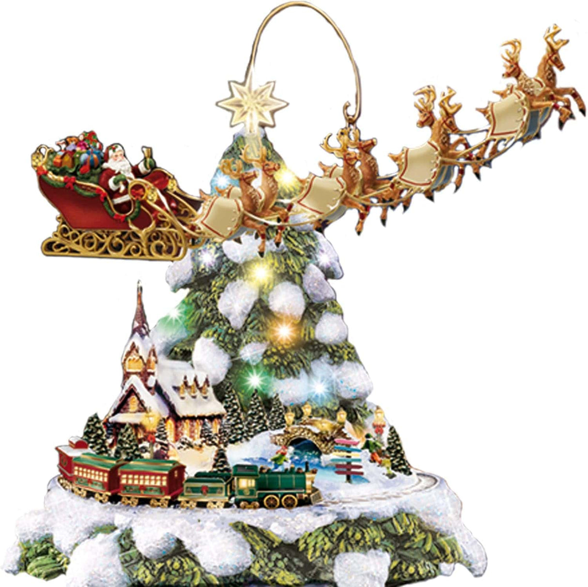 New Year Stories Tree With Carousel 46cm