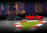 [Action] Traxxas 4-Tec 240SX - siyah ve kırmızı araç drift pistinde