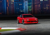 [Action] Traxxas 4-Tec 240SX - kırmızı araç drift pistinde ön çeyrek