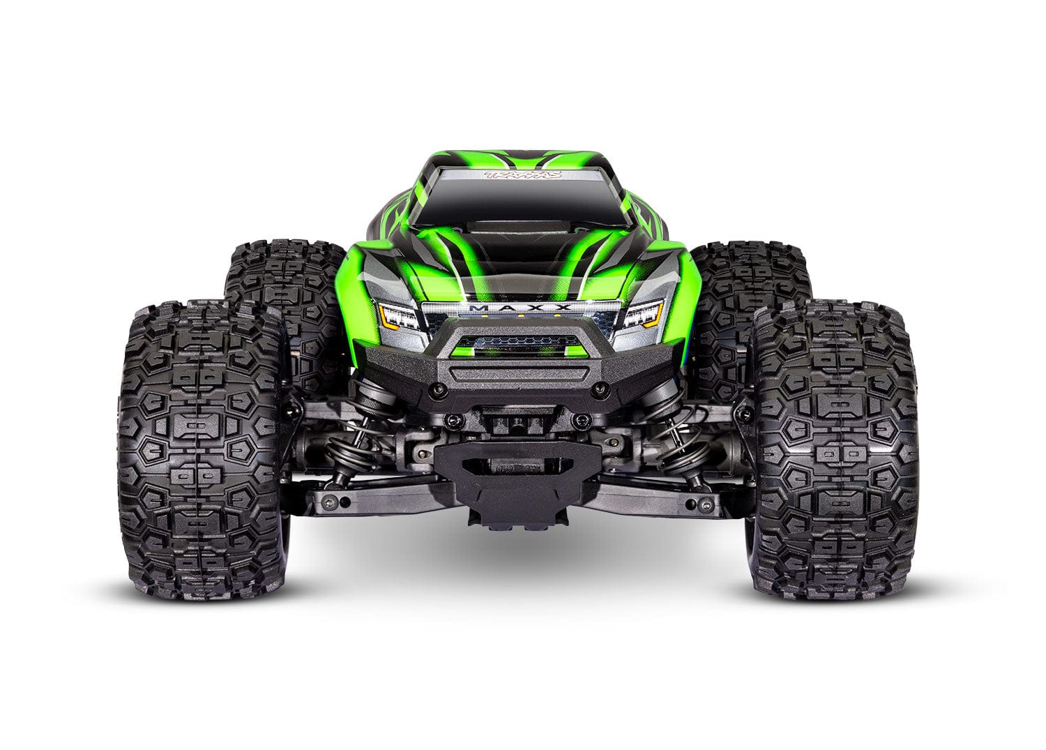 [Dış] Traxxas Mini Maxx - Yeşil gövde stüdyo cepheden tam araç