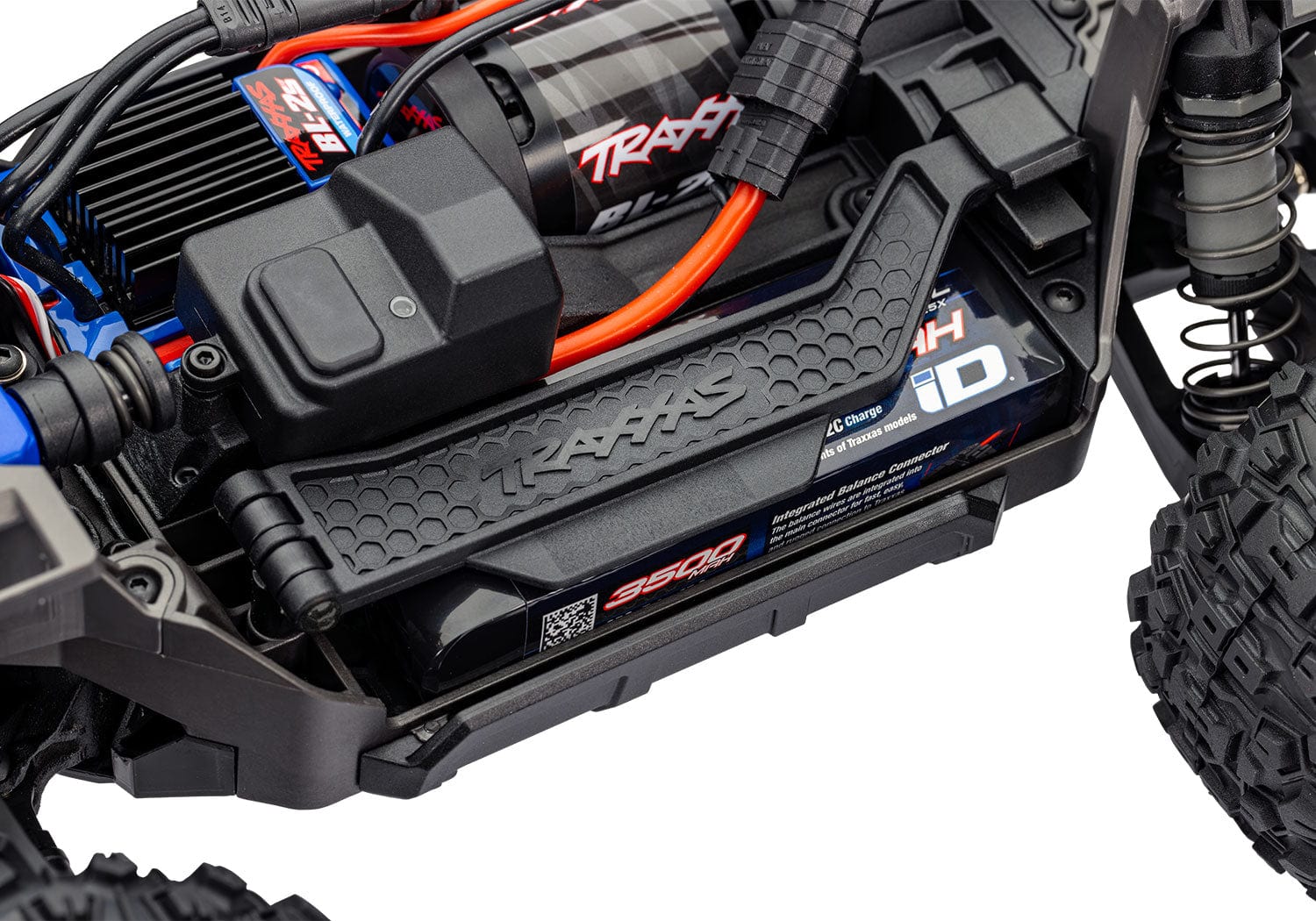 [Motor] Traxxas Mini Maxx - Pil tepsisi ve 2S LiPo batarya yerleşimi yakın çekim