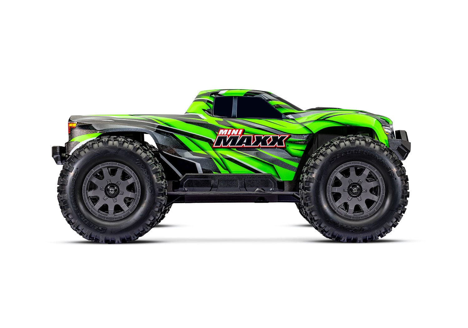 [Dış] Traxxas Mini Maxx - Yeşil gövde stüdyo yandan tam profil