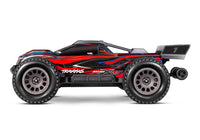 [Dış] Traxxas Mini XRT VXL-3s - kırmızı kasa yandan tam profil stüdyo görünüm
