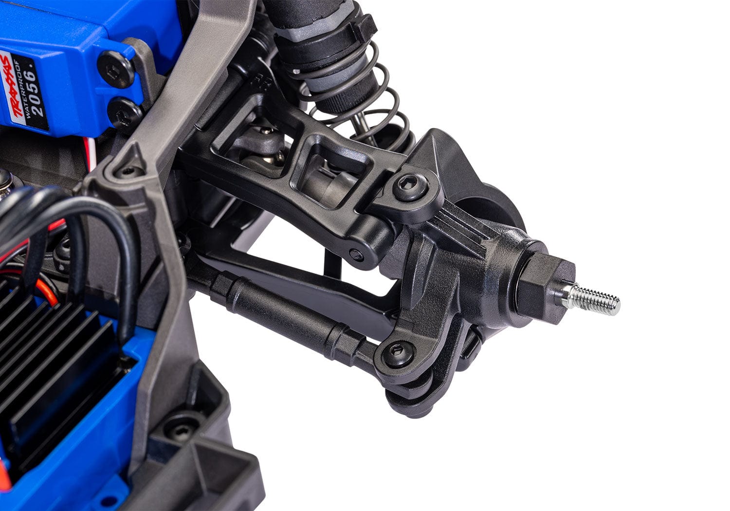 [Motor] Traxxas Mini Slash - ön süspansiyon kolu, amortisör ve direksiyon mekanizması yakın çekim