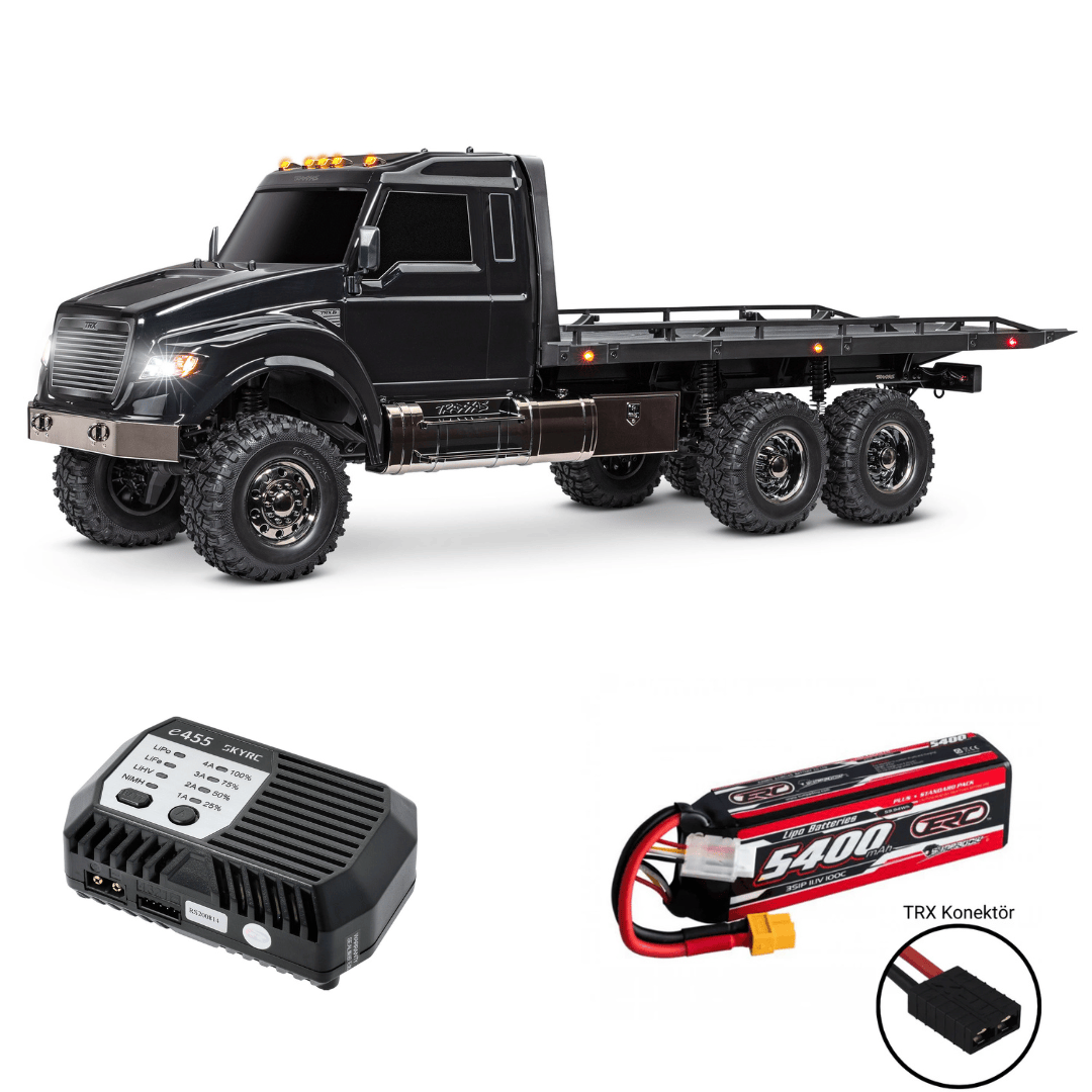 [Dış] Traxxas TRX-6 Hauler Combo - siyah araç, ERC Plus 5400mAh 3S LiPo batarya ve SkyRC e455 şarj aleti