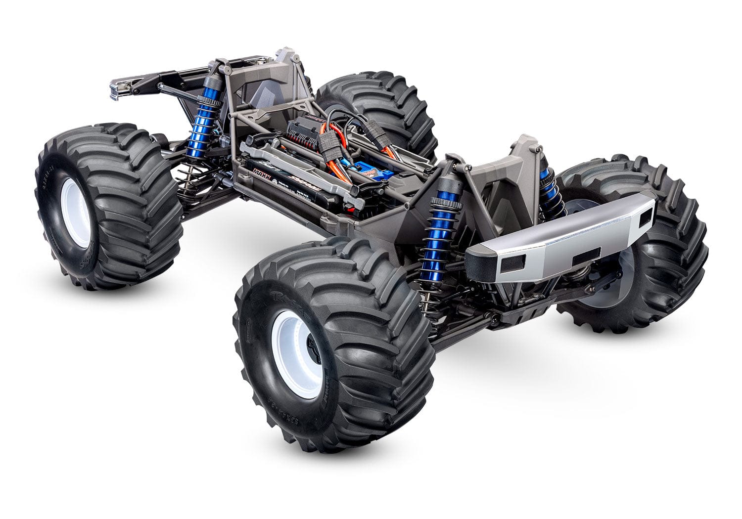 [Motor] Traxxas X-Monster - kasasız şasi önden açılı görünüm
