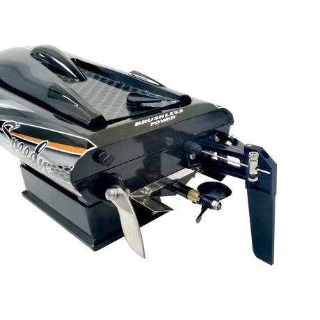 [Motor] Joysway Super Mono X V2 — kıç tarafı, metal pervane ve CNC dümen