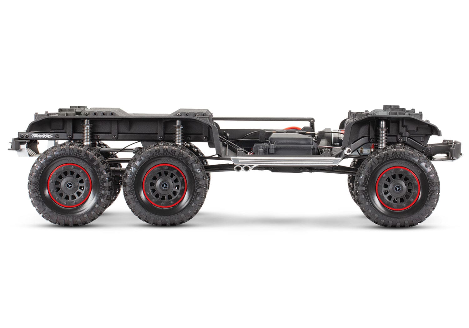 [Motor] Traxxas G63 6x6 - şasi yandan görünüm, elektronik ve aks