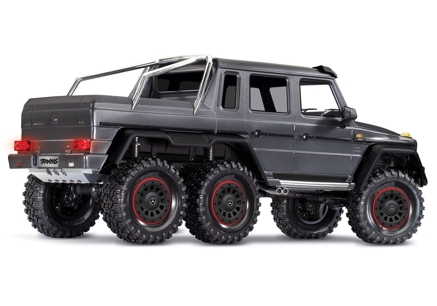 [Dış] Traxxas G63 6x6 - gri stüdyo arka çapraz görünüm