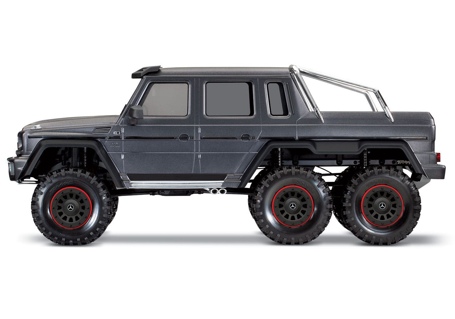 [Dış] Traxxas G63 6x6 - gri stüdyo yan profil görünümü