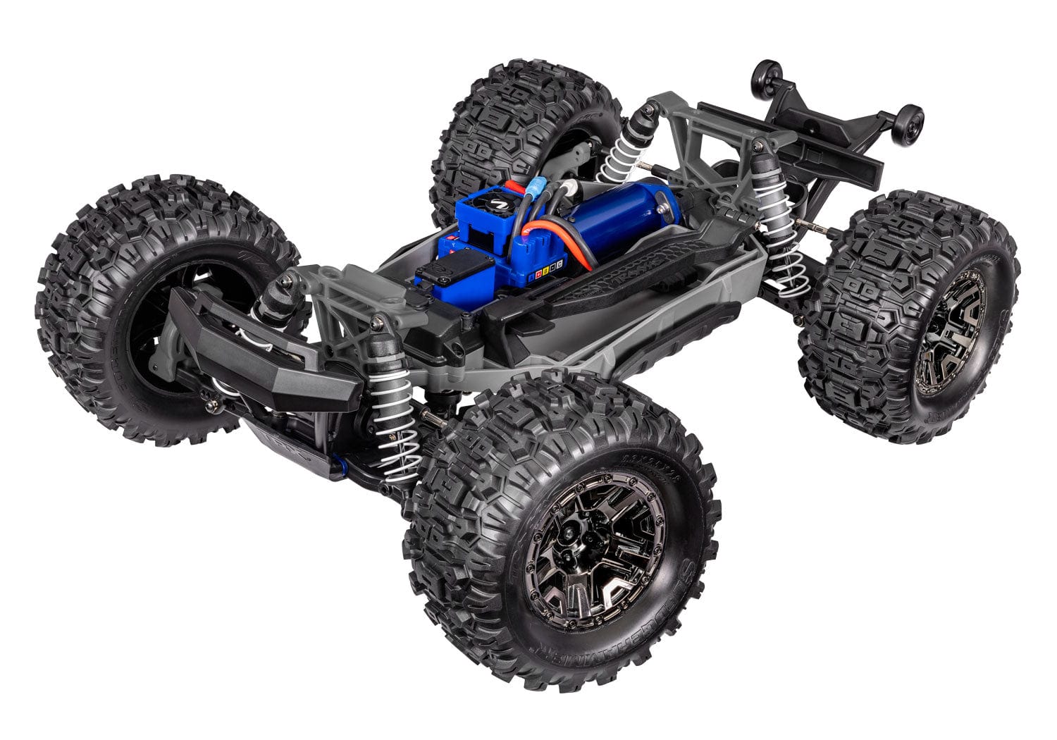 [Motor] Traxxas Stampede VXL-3S - Şasi 3/4 ön açıdan brushless motor ve ESC görünümü