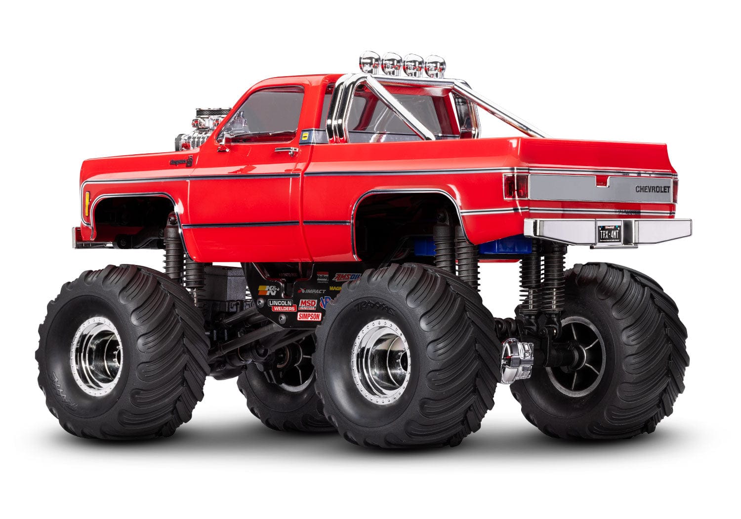 [Dış] Traxxas TRX-4MT K10 - Kırmızı Chevrolet K10 Monster Truck stüdyo arka görünüm