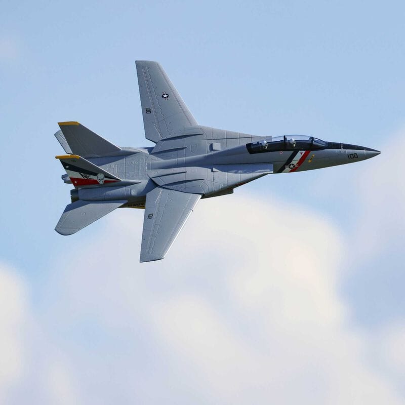 [Havada] E-flite F-14 Tomcat Twin 40mm EDF - uçuş halinde yan profil, kanatlar açık