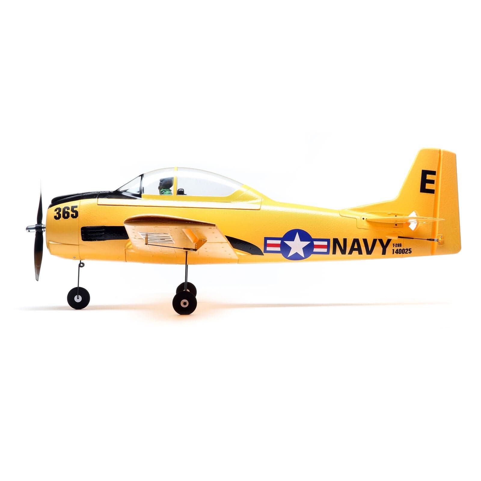 [Dış] E-flite T-28 Trojan 1.1m - Stüdyo çekimi, sol yan profil, NAVY yazısı ve ABD kokartı