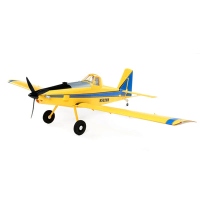 [Dış] E-Flite Air Tractor 1.5m BNF - Stüdyo 3/4 ön görünüm, sarı-mavi tarım uçağı