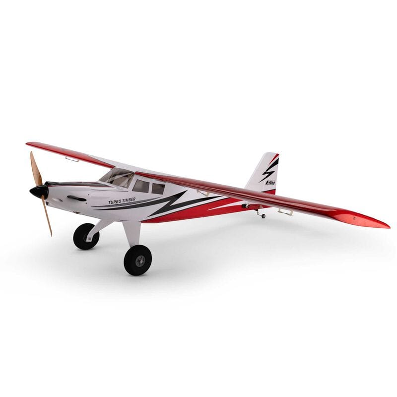 [Dış] E-flite Turbo Timber SWS 2.0m - Beyaz-kırmızı bush uçak stüdyo çekimi