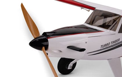[Detay] E-flite Turbo Timber SWS 2.0m - Burun ve ahşap pervane detayı, motor kaporta yakın çekim