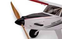 [Detay] E-flite Turbo Timber SWS 2.0m - Burun ve ahşap pervane detayı, motor kaporta yakın çekim