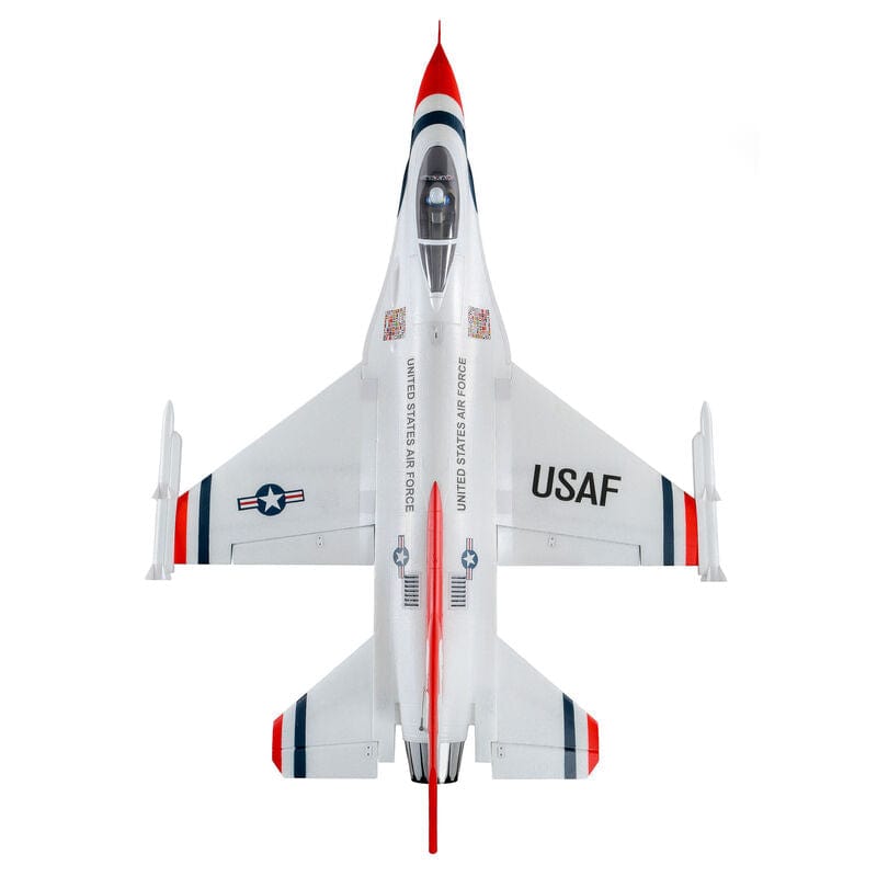 [Dış] E-flite F-16 Thunderbirds 70mm EDF - Üstten görünüm, USAF yazısı ve kanat detayı