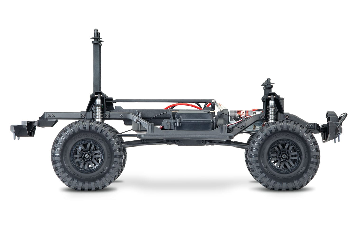 [Motor] Traxxas TRX-4 Defender Combo - Şasi yan görünümü Titan 550 motor amortisör ve süspansiyon detayı