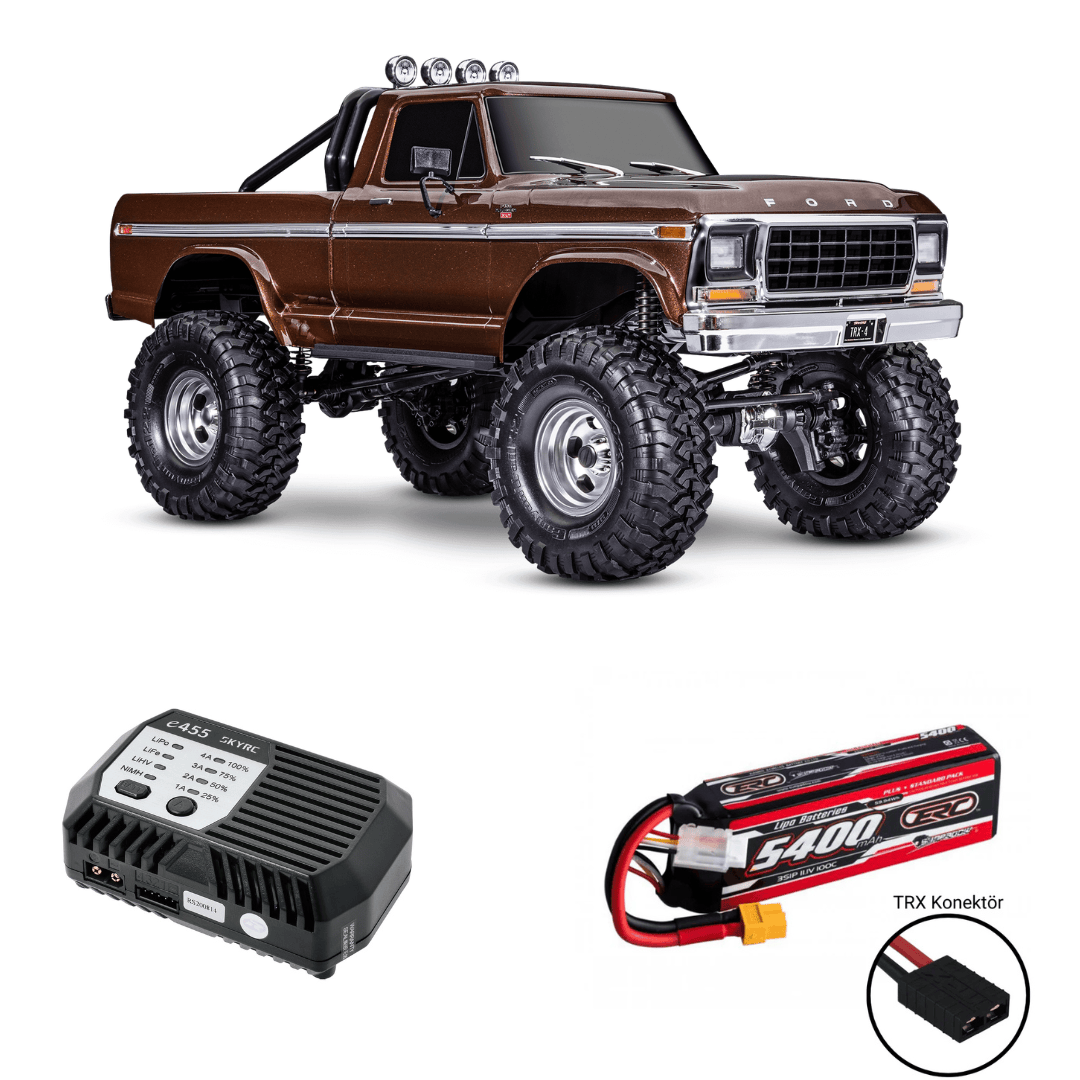 [Dış] Traxxas F-150 Ranger Combo - kahverengi araç, ERC Plus 5400mAh 3S LiPo batarya ve SkyRC e455 şarj aleti