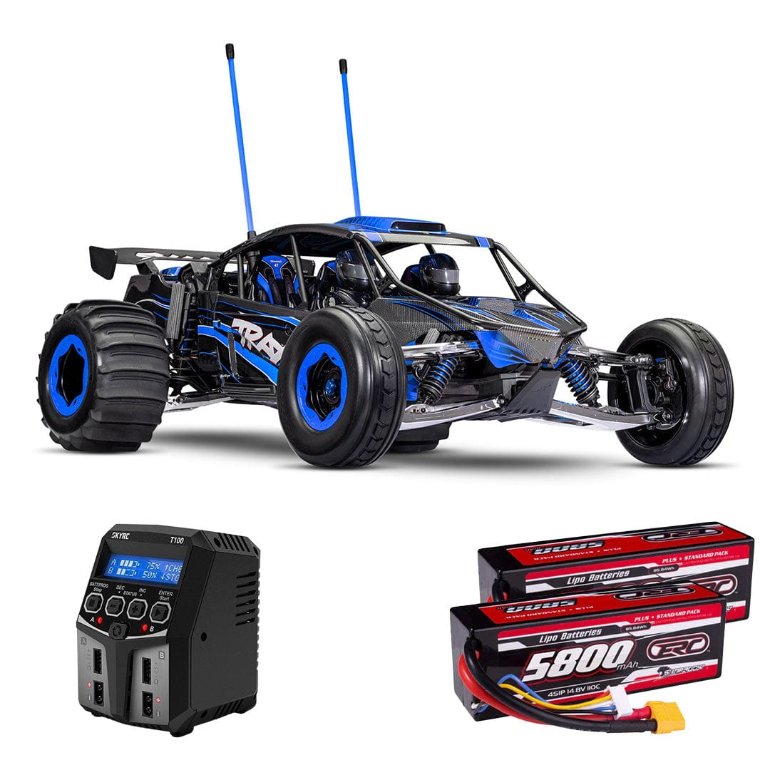 [Dış] Traxxas Funco Sand Car - mavi araç şarj aleti ve batarya combo seti