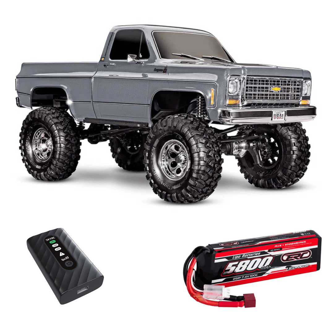 [Dış] Traxxas K10 Cheyenne Combo - gri araç ve 2S LiPo batarya + şarj aleti paket içeriği
