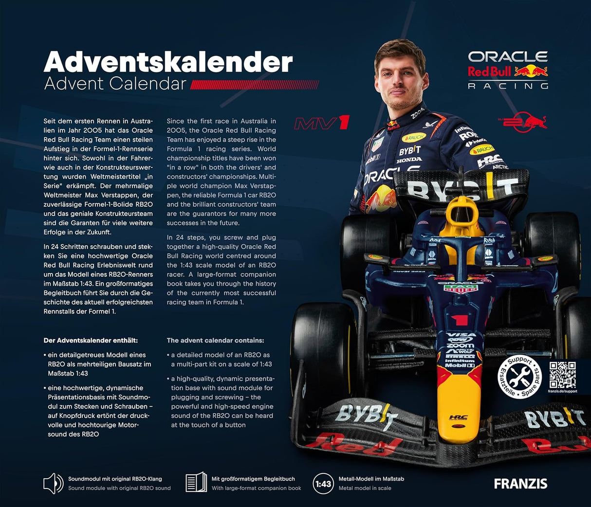 Franzis 1/43 Oracle Red Bull Racing RB20 Advent Calendar