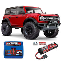 [Dış] Traxxas TRX-4 Bronco 2021 - kırmızı araç EZ-Peak Plus şarj ve Power Cell 3S LiPo combo