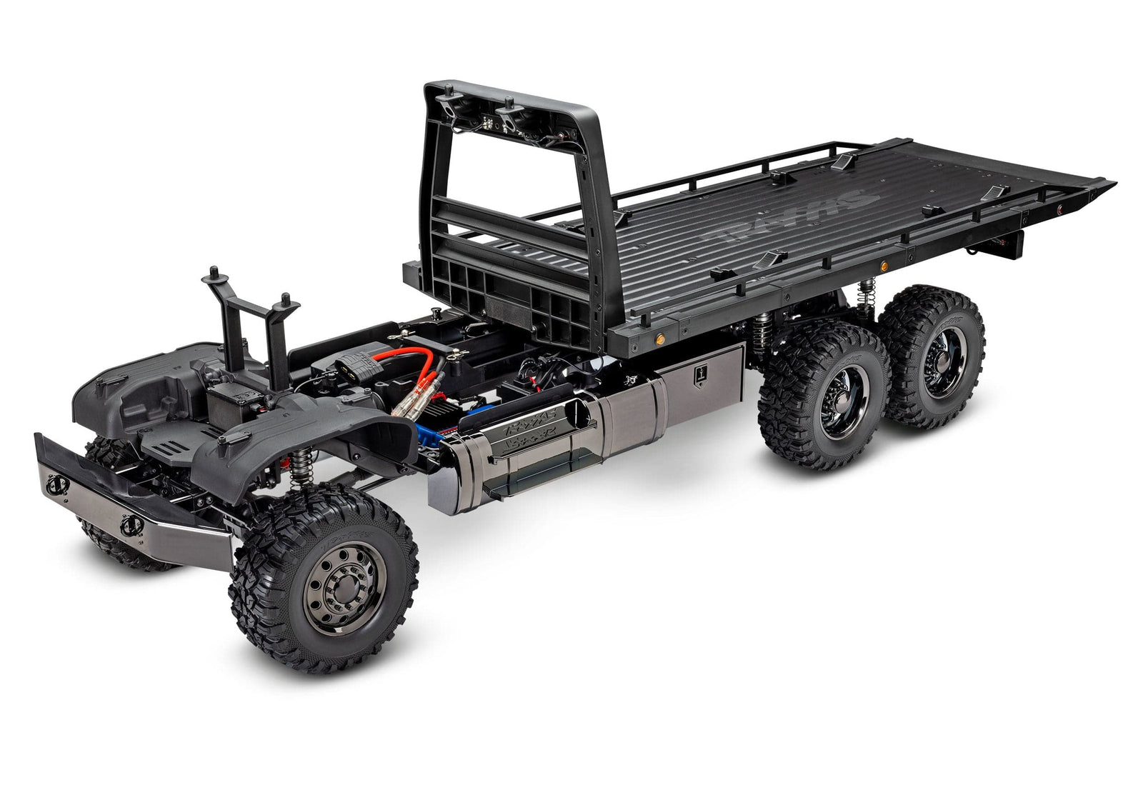 [Motor] Traxxas TRX-6 Hauler - gövdesiz şasi 3/4 önden, motor batarya ve süspansiyon