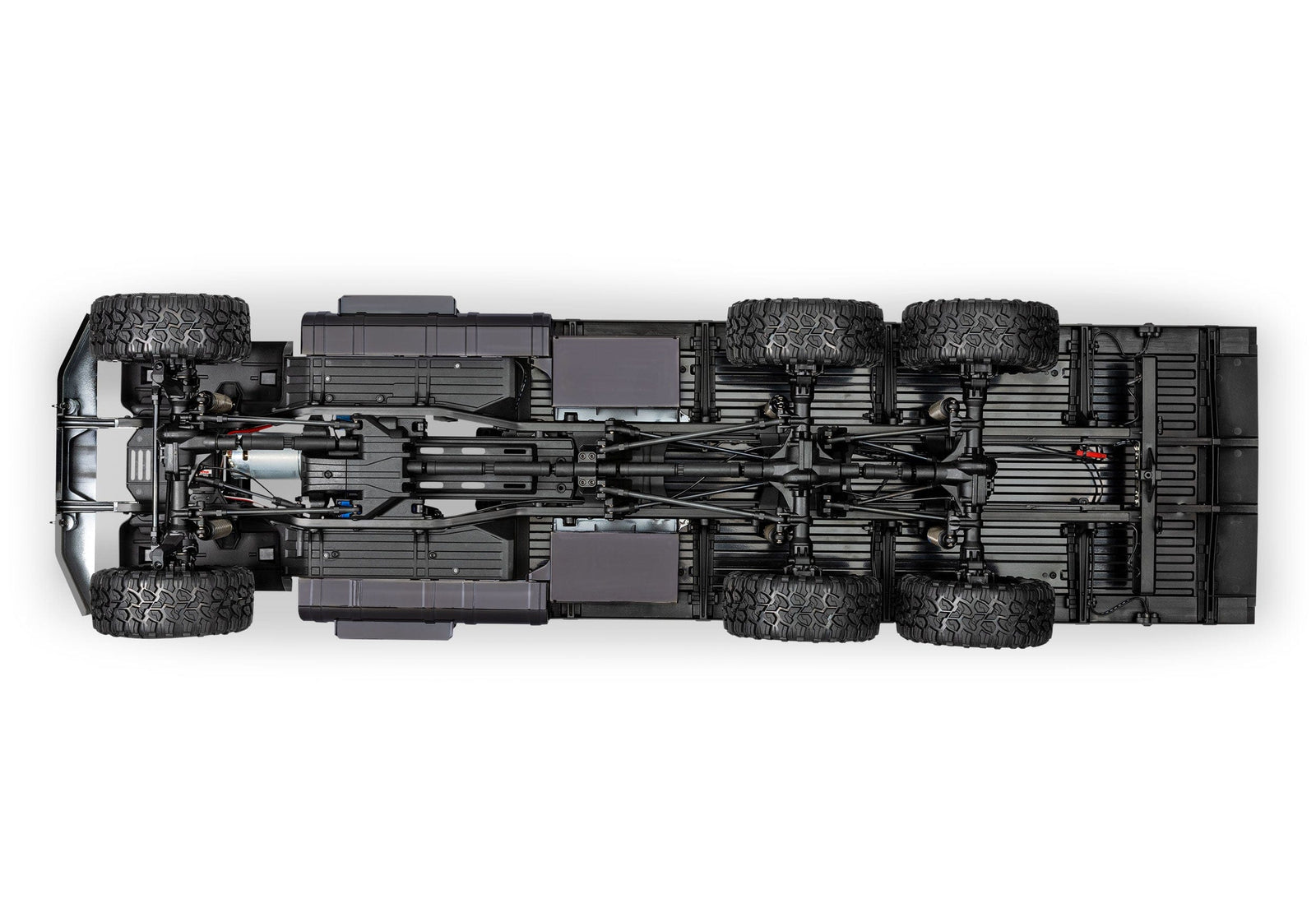 [Motor] Traxxas TRX-6 Hauler - şasi alttan görünüm, 6x6 aktarma ve akslar
