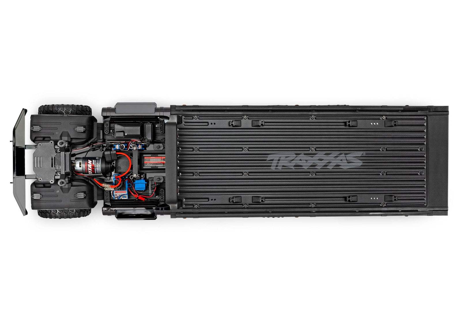 [Motor] Traxxas TRX-6 Hauler - gövdesiz şasi üstten, Titan motor ESC ve kablolama