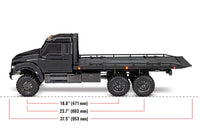 [Boyut] Traxxas TRX-6 Hauler - yan profil ölçü çizgileriyle, dingil mesafesi ve uzunluk mm