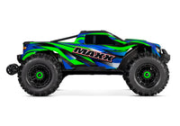 [Dış] Traxxas Wide Maxx - Yan profil yeşil mavi gövde stüdyo