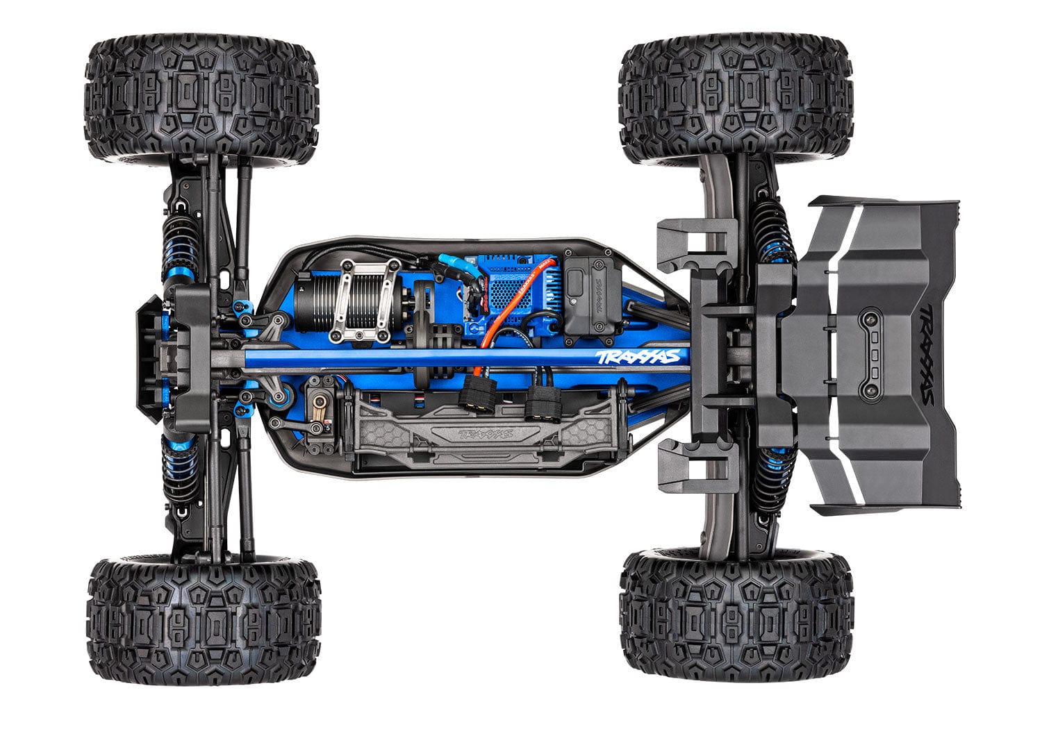 [Motor] Traxxas Sledge - şasi üstten görünüm, motor ve elektronik