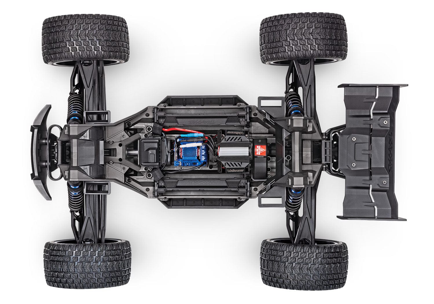 [Motor] Traxxas XRT 4WD - şasi üstten görünüm, batarya, ESC ve motor yerleşimi