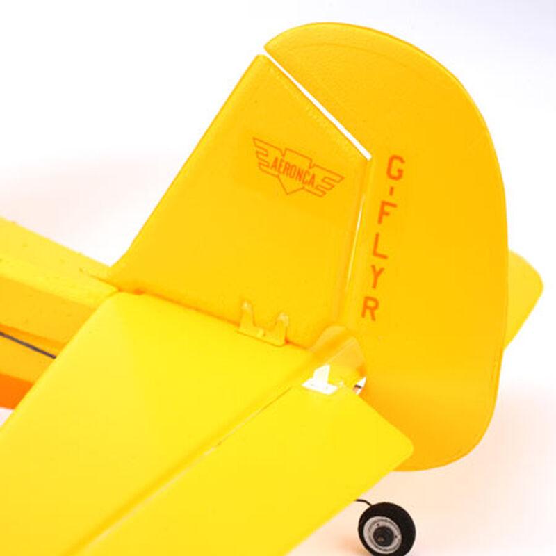 [Detay] HobbyZone Champ RTF - Kuyruk bölümü yakın çekim, G-FLYR yazısı ve Aeronca logosu