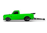 [Dış] Traxxas Drag Slash - yeşil araç stüdyoda yandan profil görünüm