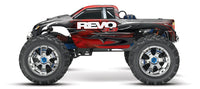 [Dış] Traxxas Revo 3.3 - kırmızı kaportalı nitro monster truck yan profil