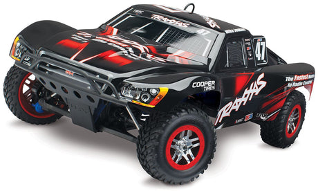 [Dış] Traxxas Slayer Pro - stüdyo çekimi tam araç önden çapraz siyah kırmızı 47 numara