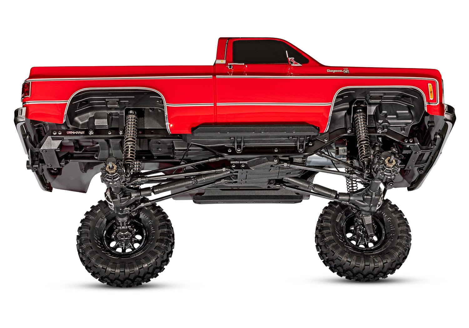 [Motor] Traxxas K10 Cheyenne - kırmızı araç altı, süspansiyon ve şanzıman detayı